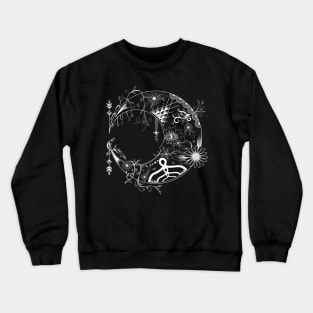 Moon Floral Design Motif [White] Crewneck Sweatshirt